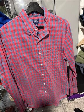 J. Crew Red and Blue Gingham Button-Down Shirt